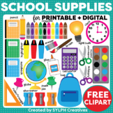 FREE School Supplies ClipArt for Printable and Digital Resources