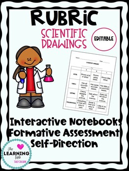 Preview of FREE Science Drawing Rubric Editable: Assessment, Notebooks, Proficiency Based