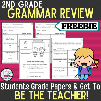 Preview of FREE Second Grade Grammar Review Activity Sample - Students Grade the Papers