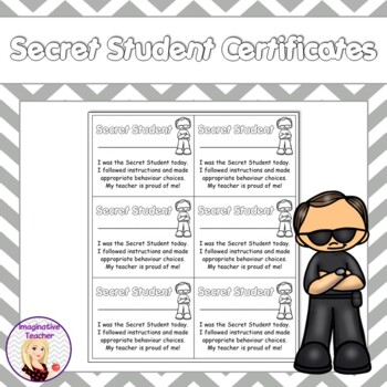 FREE Secret Student Certificates by Imaginative Teacher TpT