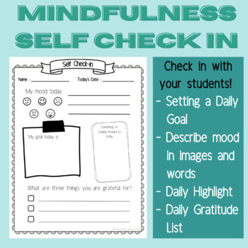 FREE - Self Check-In - Mindfulness - SEL by RainyDayClassrooms | TPT