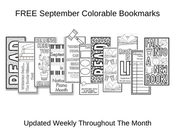 Preview of FREE September Colorable Bookmarks