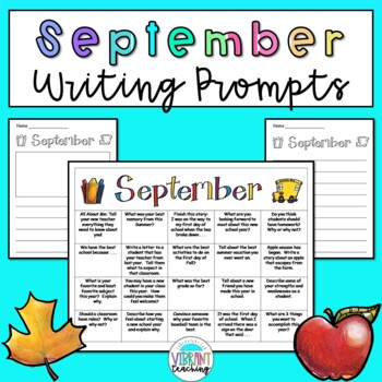 FREE September Writing Prompt Calendar and Writing Paper | TpT