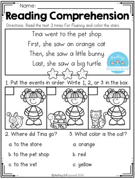 free sequencing reading comprehension by teaching biilfizzcend tpt