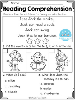 Reading and sequencing worksheets for kindergarten
