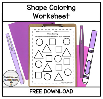 Preview of FREE Shape Coloring Worksheet