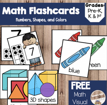 Preview of FREE Shape Number and Color Flashcards