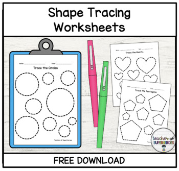 Preview of FREE Shape Tracing Worksheets