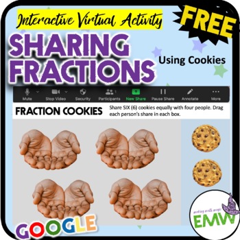 Preview of FREE Share Cookies to Four People Fraction Exploration Activity Digital Online