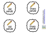 FREE Sharp & Dull Pencil Supply Labels
