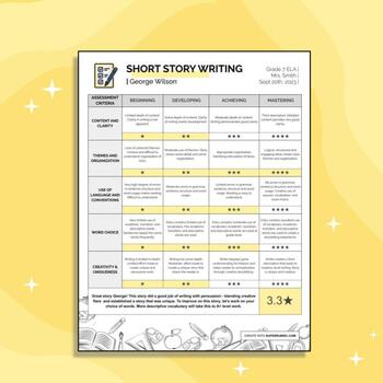 Preview of Level 1-4┃Short Story Writing Rubric - SUPERRUBRIC