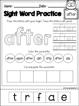 printable sight words first grade