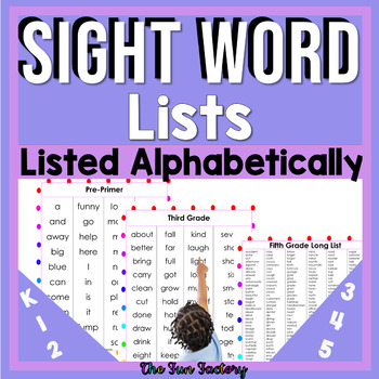 Preview of Sight Word Lists - High Frequency Words PrePrimer 1st 2nd 3rd 4th 5th Sight Word