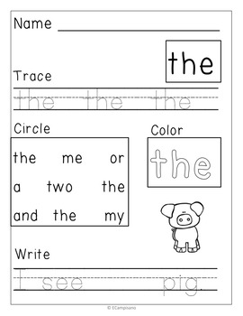 FREE Sight Word Practice by Emily Campisano | TPT