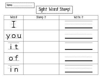 free sight word stamp by kindergarten krysta tpt