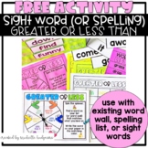 FREE Sight Words Game Activities, Comparing, Kindergarten,