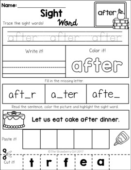 free sight word practice 1st grade by the strawberry girl tpt