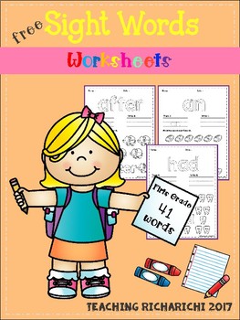 FREE Sight Words Worksheets (First Grade) by Teaching RichaRichi