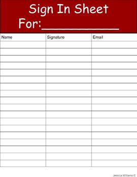 Preview of FREE Sign In Sheet
