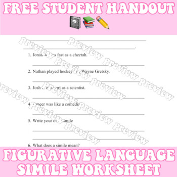 Preview of FREE Simile Figurative Language Handout