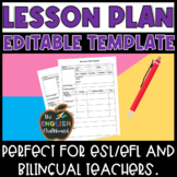 FREE Simple ESL Lesson Plan Printable Template | Editable