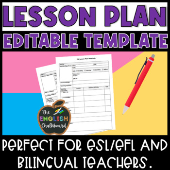 Preview of FREE Simple ESL Lesson Plan Printable Template | Editable