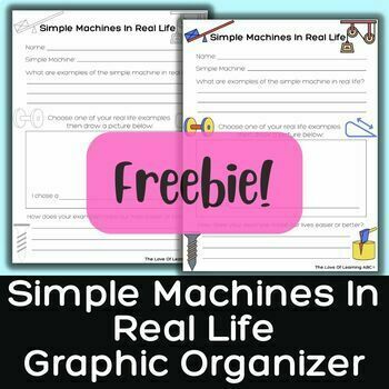 Preview of FREE Simple Machines in Real Life No Prep Worksheet for Elementary Science Unit