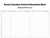 FREE Simple Student Parent/Guardian Contact Sheet - Editable!