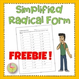 Radical Functions Simplified Radical Form Freebie