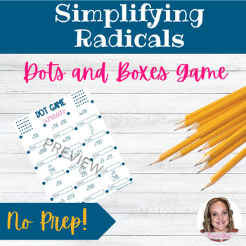 Preview of FREE Simplifying Radicals Dots and Boxes Partner Game