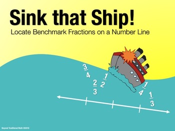Preview of FREE Sink that Ship! Locate Benchmark Fractions on a Number Line