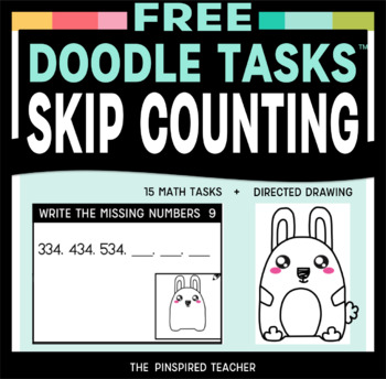 Preview of FREE Skip Counting DOODLE TASKS™ Skip Count by 2, 5, 10, 100 + Directed Drawing!