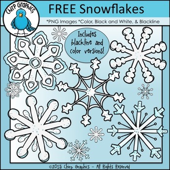 Preview of FREE Snowflakes Clip Art Set - Chirp Graphics