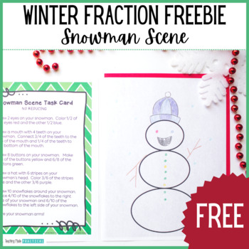 Preview of Free Winter Math Activity - Fun Snowman Fraction Art Center - No Prep