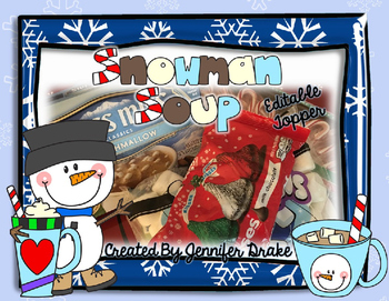 Preview of FREE Snowman Soup EDITABLE Topper