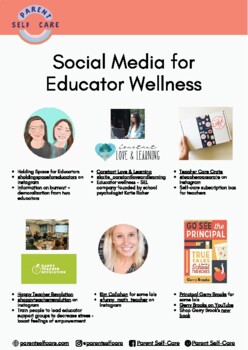Preview of FREE Social Media Resource Guide for Educator Wellness