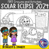 FREE Solar Eclipse Crowns Coloring Page and Word Search