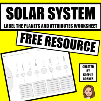 Preview of FREE Solar System Worksheet