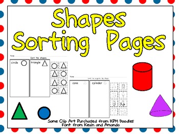Preview of FREE Sorting Shapes Practice Pages- Both 2-d and 3-d (Solid) Shapes