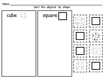 free sorting shapes practice pages both 2 d and 3 d solid shapes