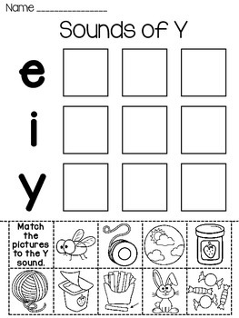 sounds of y word sort worksheet by miss giraffe tpt