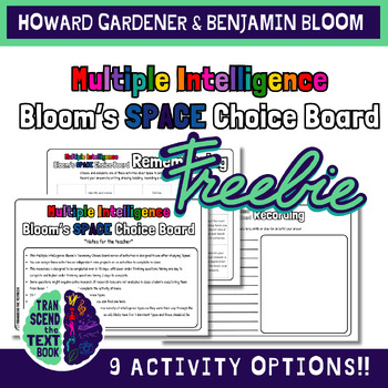 Preview of FREE Space Choice Board Activities - Multiple Intelligences & Bloom's Taxonomy