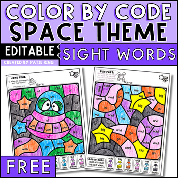 Preview of FREE Space Color by Sight Word Pre-Primer and Primer Editable