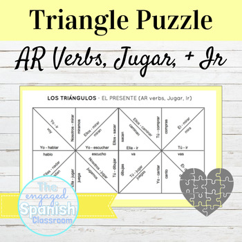 Preview of Spanish Present Tense AR Verbs Jugar and IR Puzzle FREE