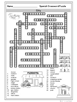 FREE Spanish City Crossword Puzzle by Stacy Harrison Inc TpT
