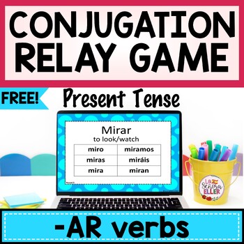 Preview of FREE Spanish Conjugation Relay Game Present AR Verbs | Spanish Review Activity