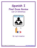 FREE Spanish I Final Exam Review, List of Infinitives