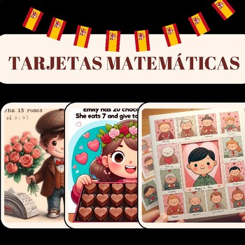 Preview of FREE Spanish Math Tarjetas de Problemas Matemáticas  Imágenes Maths Ressources