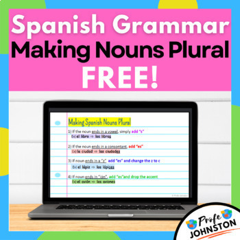 Preview of FREE • Spanish Nouns • Plural Rules • Notes & Activity • Google Slides