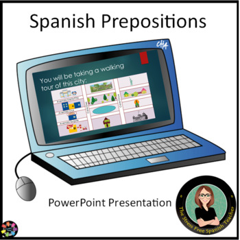 Preview of FREE Spanish Prepositions PowerPoint Giving Directions around town ciudad